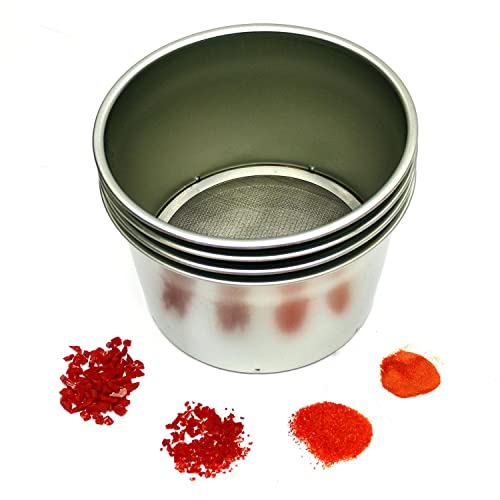 Aanraku Frit Sifter Set – 4 Pack with Stainless Mesh Screens for Sorting Powder, Fine, Medium & Coarse Glass Frit