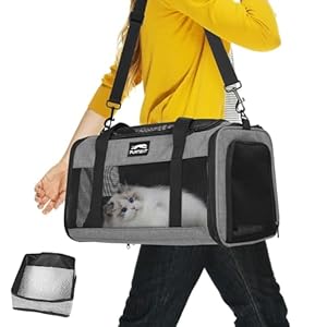 Dog Cat Carrier Soft Pet Carrier for Small Medium Large Cats Puppy Travel Dogs Carrier Bag Durable Portable Foldable Airline Approved with Litter Box – Dark Gray
