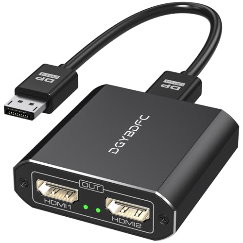 Image of DisplayPort to Dual HDMI Adapter 1 in 2 Out, 4K60Hz Display Port DP 1.4 to 2 HDMI Splitter for PC Graphics Card Monitor Supports Windows Extended Mode, [MacOS Only Mirror Mode], No DP Cables