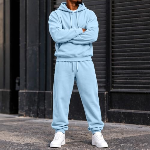 Elneeya Mens Sweatsuit Oversized Jogger Sets Fall Athletic 2 Piece Outfit - image 6