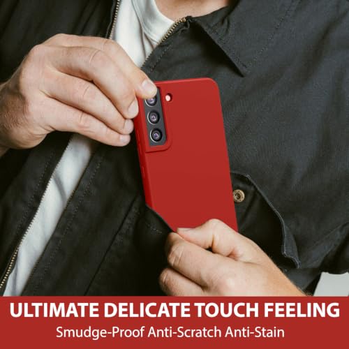 Image of LIRAMARK Liquid Silicone Soft Back Cover Case for Samsung Galaxy S21 (Red)