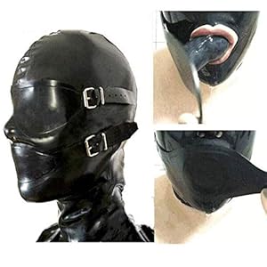 100% latex fetisch hoofdmasker, erotische beperkingen, bondage-masker, natuurlijk latexmasker, rubber fetisch en diepe…