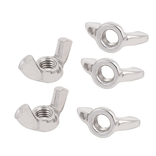 DealMux M8 Female Thread Stainless Steel Butterfly Wing Nut Fasteners Silver Tone 5pcs-picture-23