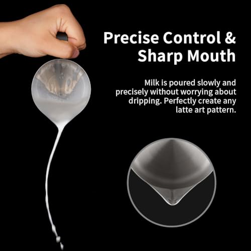 Milk Frothing Pitcher 12oz/350ml - watchget Espresso Steaming Pitcher Stainless Steel Milk Frothing Pitcher Cappuccino Latte Art Coffee Machine Accessories Milk Jug Milk Frother Cup, Black