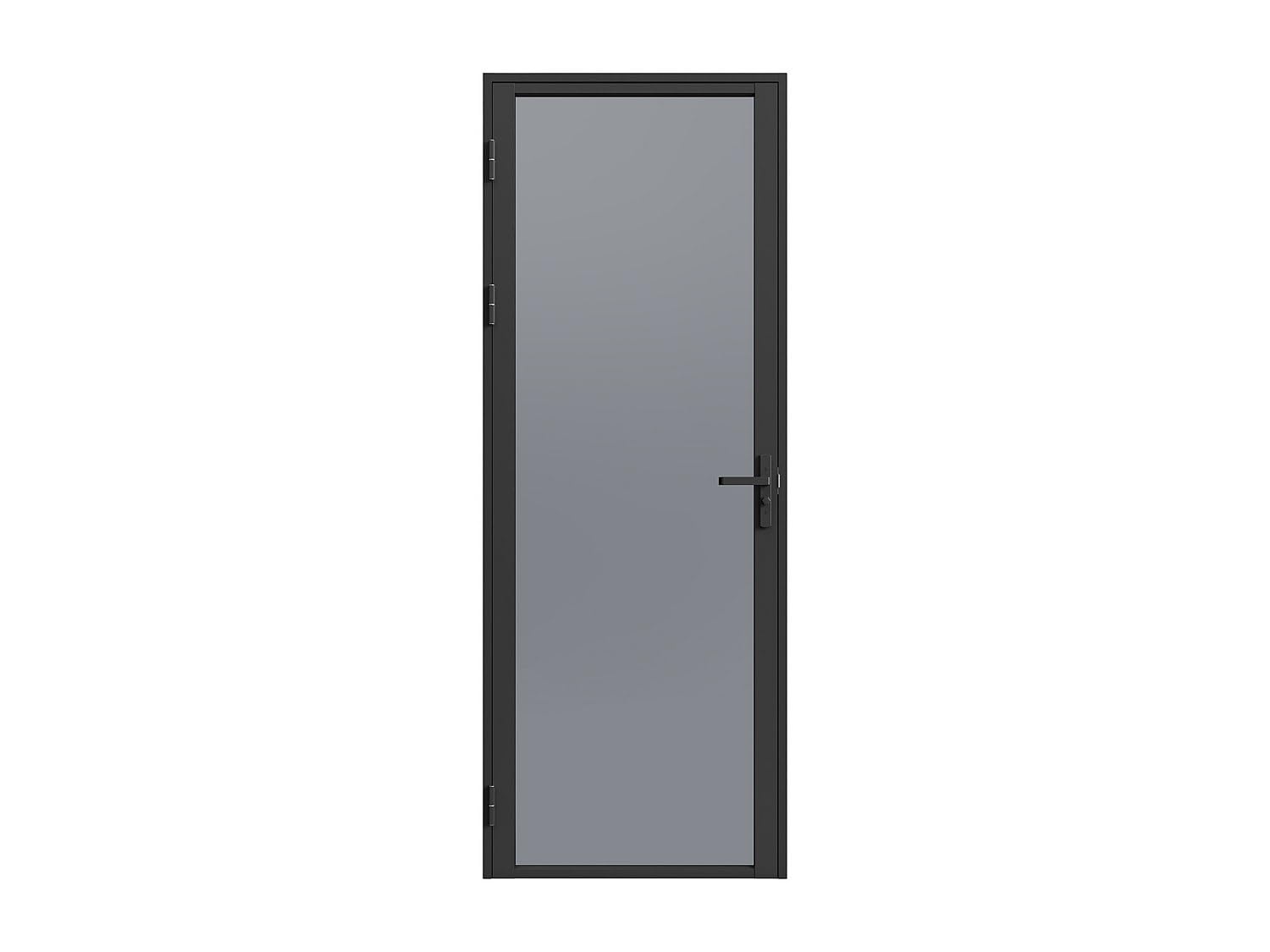 Vente-unique - Puerta con marco Loxton - L 93cm x A 3.5cm x H 204cm - cristal templado - negro