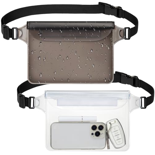 Image of F-color Waterproof Fanny Pack - Waterproof Pouch, Beach Cruise Essentials | Adjustable Waist Strap, Triple Zipper Roll-Top Dry Bag for Phone, Keep Passport Valuables Dry for Beach Kayaking Boating
