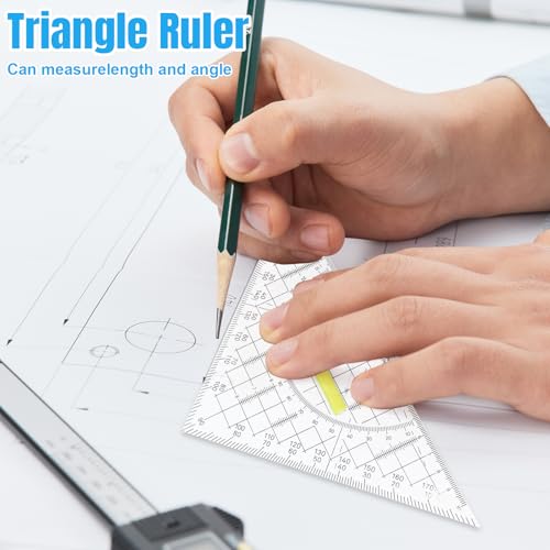 4 Stück Geometrie Dreieck, Transparentes Geometriedreieck, Geometriedreieck mit Griff, Geodreieck aus Kunststof, Flexibel Geodreieck für Schule und Büro, Ideal für Technisches Zeichnen Mathe und Kunst