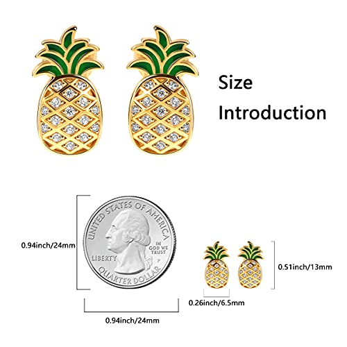 Pineapple Earrings 925 Sterling Silver Hypoallergenic Fruit Stud Earrings Jewelry Gifts for Women3