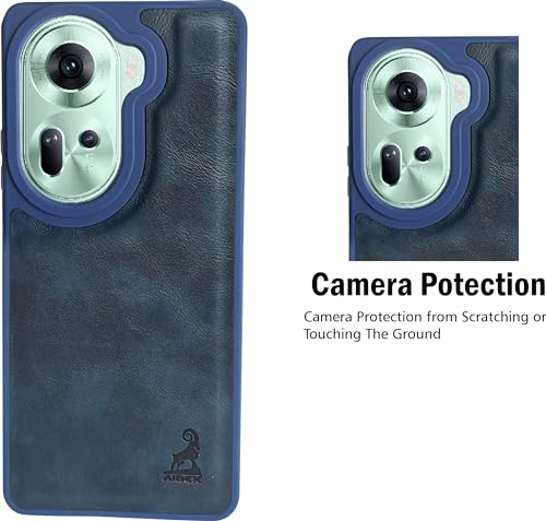 Image of AIBEX Shield Back Cover Case Compatible with Oppo Reno 11 5G Back Cover | Flexible Vegan Leather | Full Camera Protection | Raised Edges | Super Soft-Touch | Bumper Case