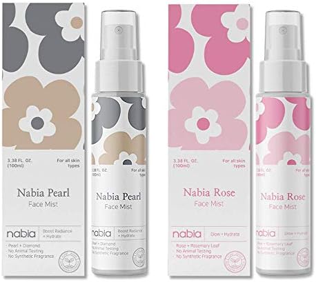 Nabia Hydrating Face Mist Set. Rose + Pearl Face Mist, Botanical, 3.38 Fl Oz
