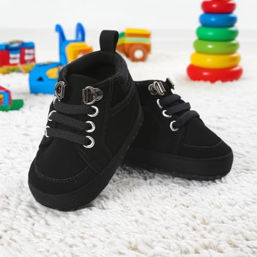 Image of CENCIRILY Baby Boys Girls High Top Sneakers Soft Soles Anti Skid Infant Ankle Shoes Toddler Prewalker First Walking Crib Shoes