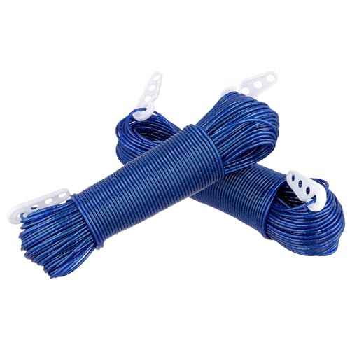 Fil à linge imperméable haute résistance avec câble acier 3mm | Pack de 2 extérieur - 5