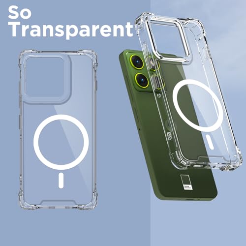 Image of Amazon Basics Back Cover for Motorola Moto Edge 70 5G Mag-Safe Shockproof PC + TPU Protective Case Magnetic Support Bumper Case (Transparent Mag-Safe)