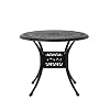 Glitzhome 29 H Round Outdoor Patio Dining Table Cast Aluminum Side Table Furniture Stand with 19 D Umbrella Hole for Lawn Garden Backyard
