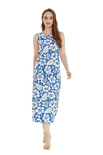 Image of Hawaii Hangover Family Matching Clothes, Classic Vintage Hibiscus Blue | Family matching Hawaiian outfits, Classic Vintage Hibiscus Blue, 100% cotton, machine washable, tropical floral print, luaus