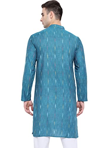 Image of Vastraa Fusion Men's Printed Kurta Pure Cotton Long Kurta, Round Collar, Full Sleeves, Button Kurta, Ethnic Wear
