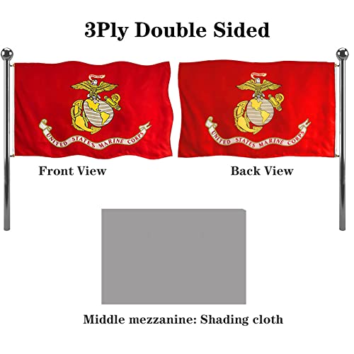 Jayus Embroidered Us Marine Corps (Usmc) Military Flags 3X5 Outdoor- 340D Heavy Duty Nylon Double Sided Usmc Flag Banner With 2 Grommets #TOP1