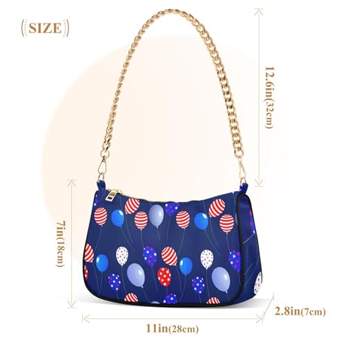 USA Balloons Dark Blue American Clutch Handbag Womens Shoulder Handbag Aesthetic Hobo Party Purse Zipper Closure Chain Strap3