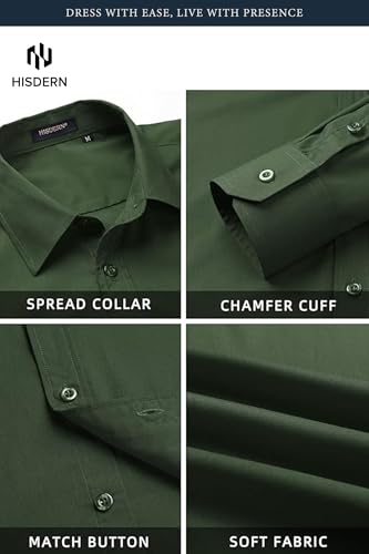 Image of HISDERN Mens Dress Shirt with Tie Pocket Square Set Classic Button Down Shirt Matching Tie Long Sleeve Shirts