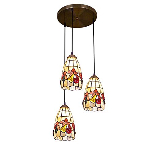 Stil Pastoral Island Pendelleuchte Apple Pear 3 Lichter Pendelleuchten Natural Shell Lampenschirm 3-licht Hängelampen Für Esszimmer E27