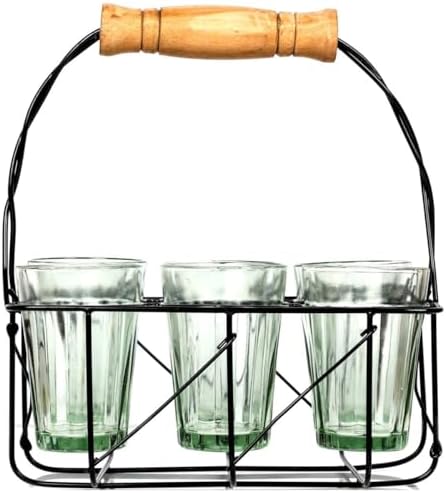 urban platter Cutting Chai Glasses with Stand, [Set of 6 Transparent glasses with Stand], 0.1 Liters