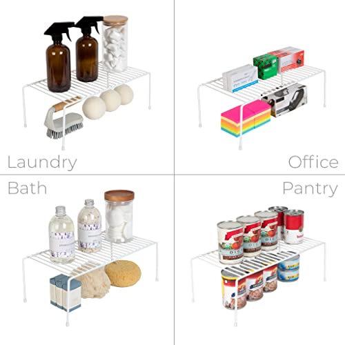 Smart Design Cabinet Storage Shelf Rack - Large (8.5 X 16 Inch) - Steel Metal Wire - Cupboard, Plate, Dish, Counter & Pantry Organizer Organization - Kitchen [White] #TOP4