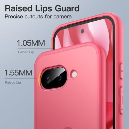 Image of JETech Matte Cover Case for Google Pixel 9a 6.3-Inch 2025, Frosted Translucent Back Protective Slim Phone Cover, Anti-Fingerprints (Peony)