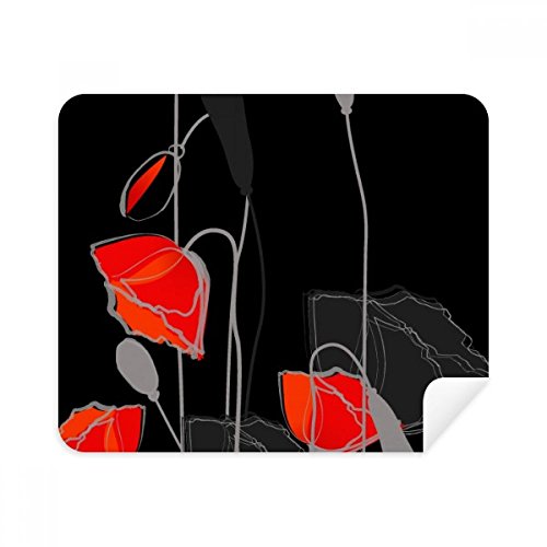 Red Flowers Painting Corn Cleaning Cloth Screen Cleaner 2pcs Suede Fabric