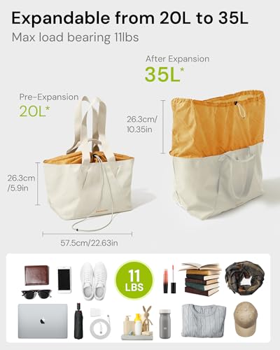 BENEUNDER Tote Bag for Women, Foldable Gym Tote Bag, Beach Tote Bag, Lightweight Shoulder Bag for Travel, Work, Sports(Large/Extra Large)2