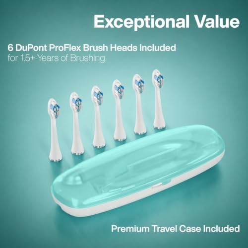 Image of Aquasonic Vibe Series PRO - Ultra-Whitening Electric Toothbrush - 5 Modes & Smart Timers - Premium Travel Case & 6 Proflex Brush Heads - ADA Accepted Toothbrush (Mint Green Metallic)