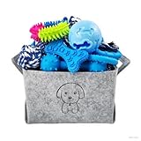 MRSOHRET 21Pcs Puppy Chew Toys - Blue Series Puppy Chew Toys Bundle for Teething, Puppies Teething Toys with Durable Rope Rubber Ball Ring, Pet Interactive Toys for Small Medium Dogs with Basket