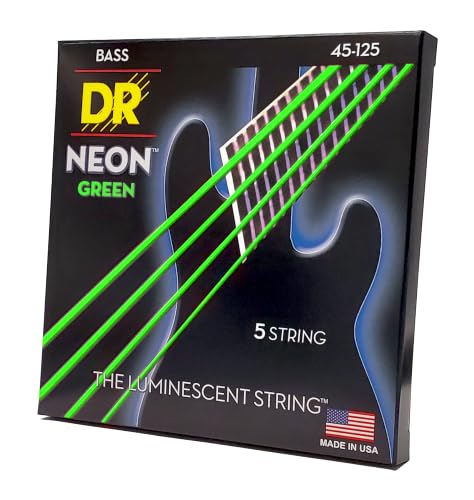 Image of DR Strings NGB5-45 Hi-Def Neon Green K3 Coated Bass Guitar Strings - .045-.125 Medium 5-string (NGB5-45)
