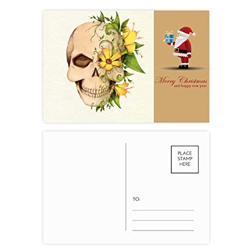 Cartes postales motif tête de mort de fleurs de qualité supérieure, impression d'art