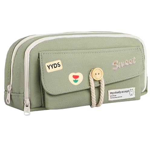 TYXHXTF Estojo escolar com 4 compartimentos, estojo de lápis de grande capacidade, multifuncional Pencil Case, bolsa de lápis de lona premium organizador de papelaria, Pencil Case Aesthetic, verde