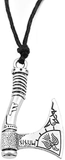 TEAMER Norse Vikings Axe Raven Rune Amulet Pendant Necklace Nordic Talisman Best Gifts