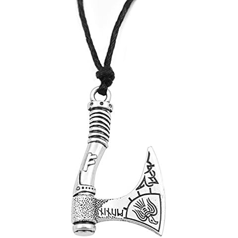 TEAMER Norse Vikings Axe Raven Rune Amulet Pendant Necklace Nordic Talisman Best Gifts Cover