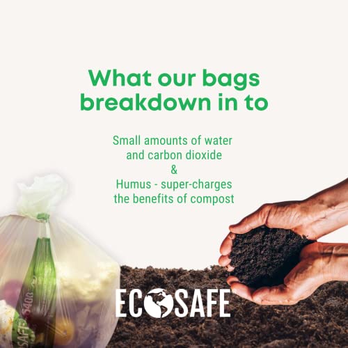 Image of EcoSafe-6400 HB2125-6 Certified Compostable Bag - 21x25 inch Green Bags for 8 Gallon Bin - Extra Strong Leak, Puncture and Tear Resistant Food Scraps Bin Liners, Pack of 480