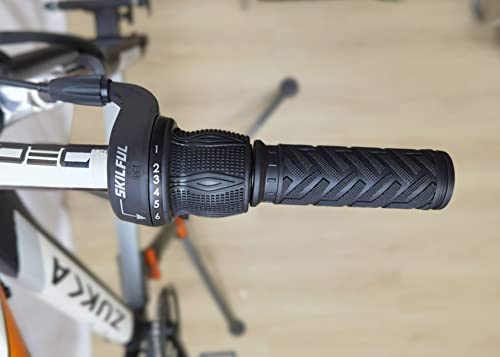 MEGHNA Bicycle 21 Speed Twist Shifter Lever 3 x 7 Speed Grip Shift Left and Right Shifting Mountain Bike Hybrid Bike Kids Bike Tricycle Gear Grip Shifter with Grips (Pair)