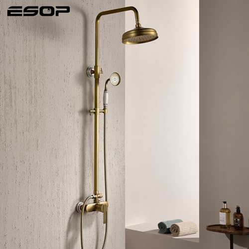 Mitigeur et colonne de douche rétro laiton antique ESOP contre calcaire - 3