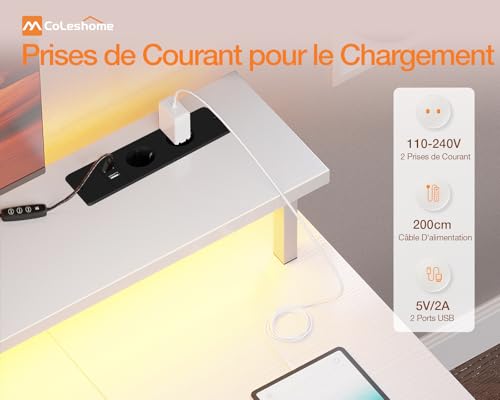 Bureau informatique avec prises et ports USB intégrés doté d'un support écran ergonomique - 6