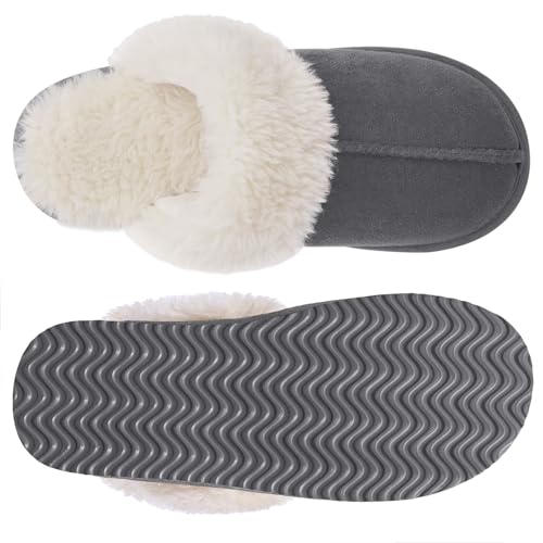 Image of Litfun Women's Fuzzy Memory Foam Slippers Fluffy Winter House Shoes Indoor and Outdoor