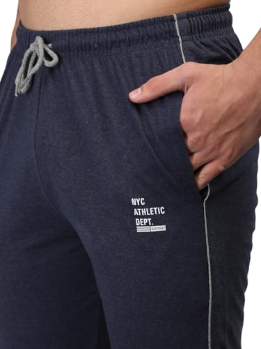 Image of CHKOKKO Men Casual Track Pant Gym Workout Lower with Pocket BlueMelange XXL