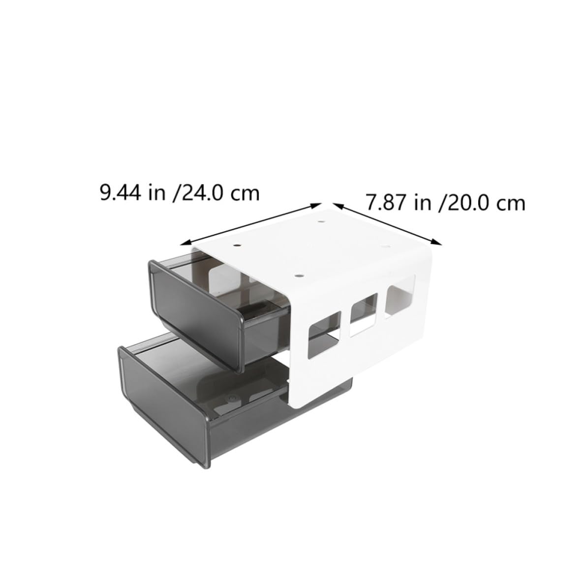 Levemolo Caja de Almacenamiento Debajo del Escritorio sin Perforaciones, Organizador Oculto para Oficina y Estudio, Diseño Ahorrador de Espacio en Abs Negro