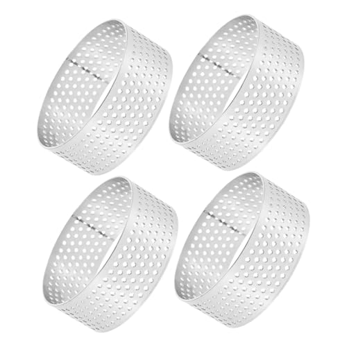 DOITOOL 4 piezas Anillos para Tartas Perforados de Acero Inoxidable de Moldes Redondos para Hornear Pasteles Mousse y Postres con Diseño Uniforme y Duradero