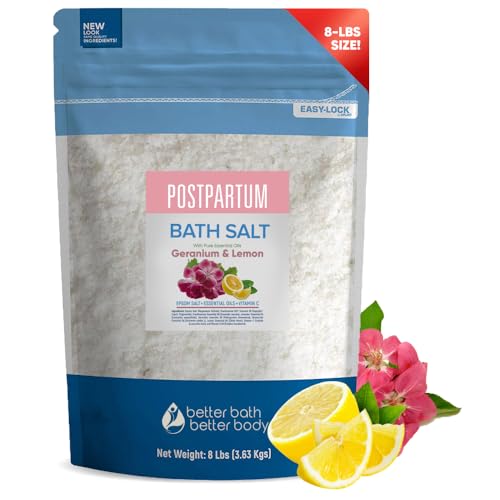 Postpartum Sitz Bath Soak 128 Ounces (8 Lbs) Bulk Bag Postpartum Care for New Moms Bath Salt with Essential Oils in Easy Press Lock BPA Free Pouch Made with Natural Ingredients Made in USA