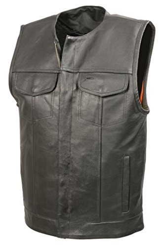 Men’s Leather Club Style Vest | Premium Natural Buffalo Leather