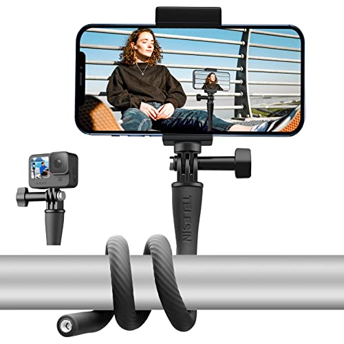 Telesin Flexible Mount Clamp For Gopro Insta360 Phones, Camera Iphone Android Tripod Stand Neck Holder Selfie Stick Pole For Bike, Motorcycle, Boat, Tube, Treadmill, Stroller, Car, Desk #TOP8
