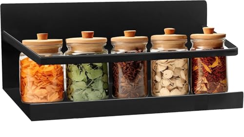 Image of SHUTTLE ART Magnetic Spice Rack & Kitchen Organizer Maximize Space,Fridge, Washing Machine Storage Magnetic Shelf Organizer for Spices, Utensils Single Tier Spice Storage Multipurpose stand(BLACK)