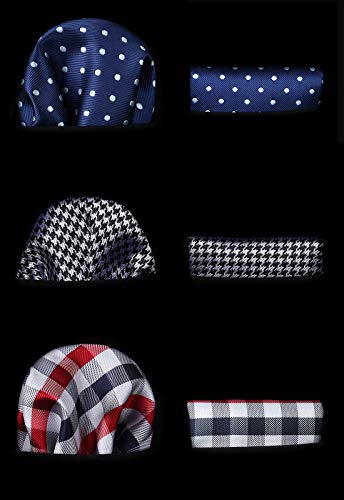 Hisdern 3Pcs Mixed Design Classic Men's Self-Tie Bow Tie & Pocket Square - Multiple Sets,B3-05,One Size #TOP4