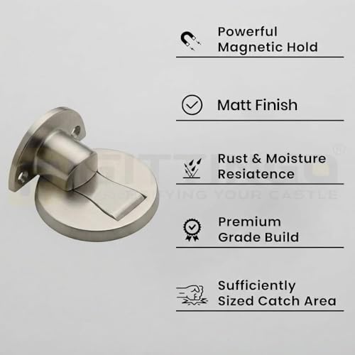 Image of Round Magnetic Door Stopper Matt Finish Stainless Pack 2